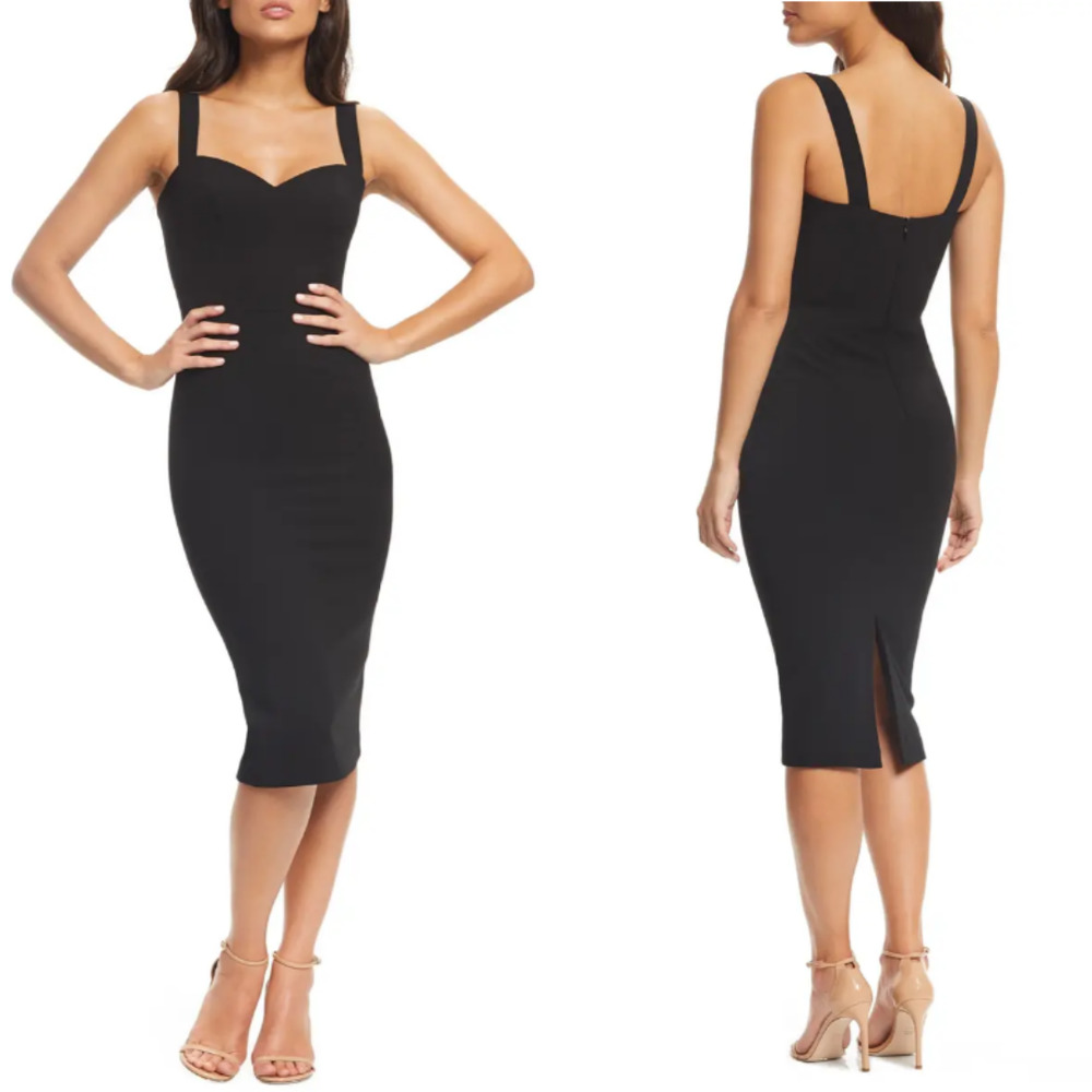 Dress the Population Black Nicole Sweetheart Neck Cocktail Dress